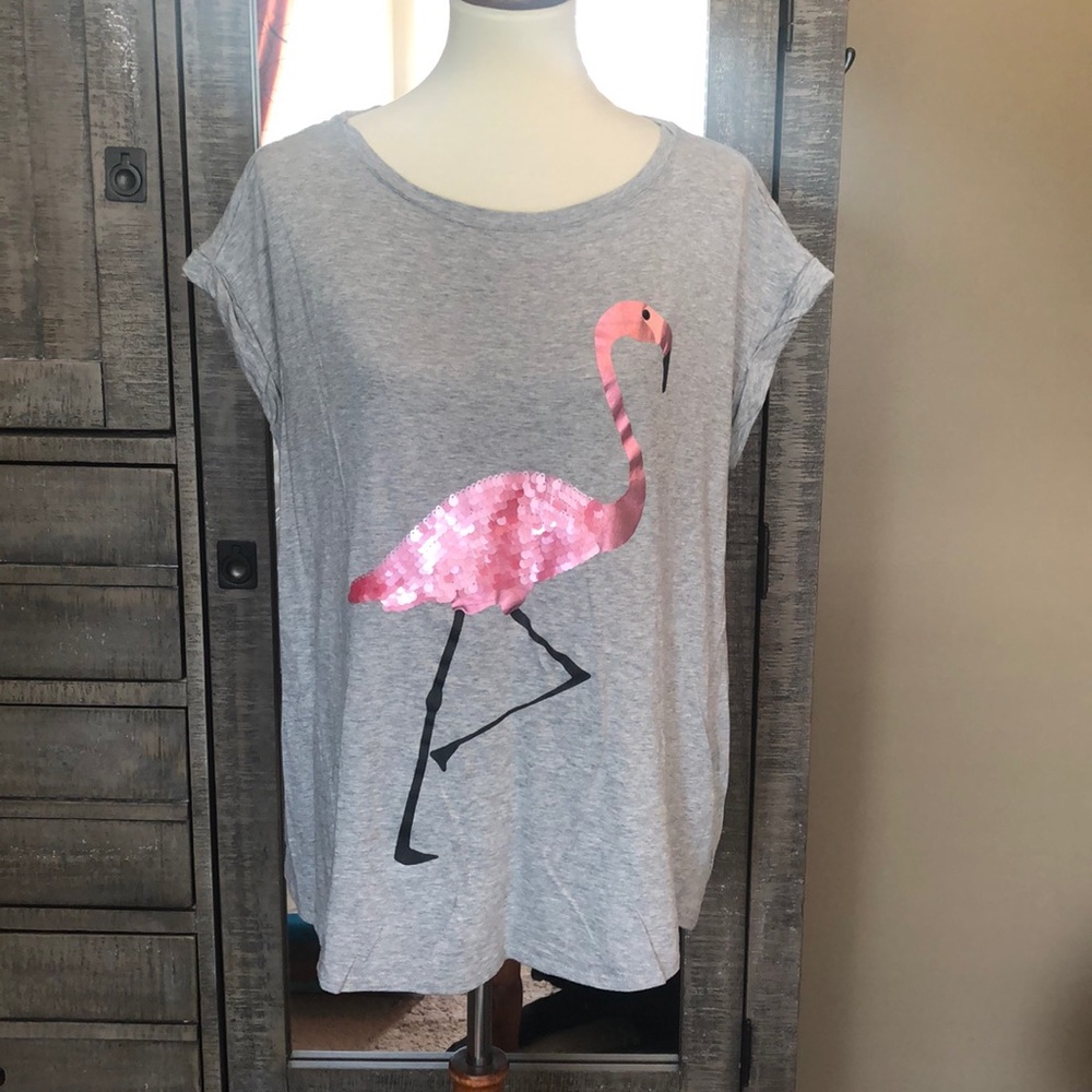 ******SOLD ******Cato Flamingo Sequined Shirt
